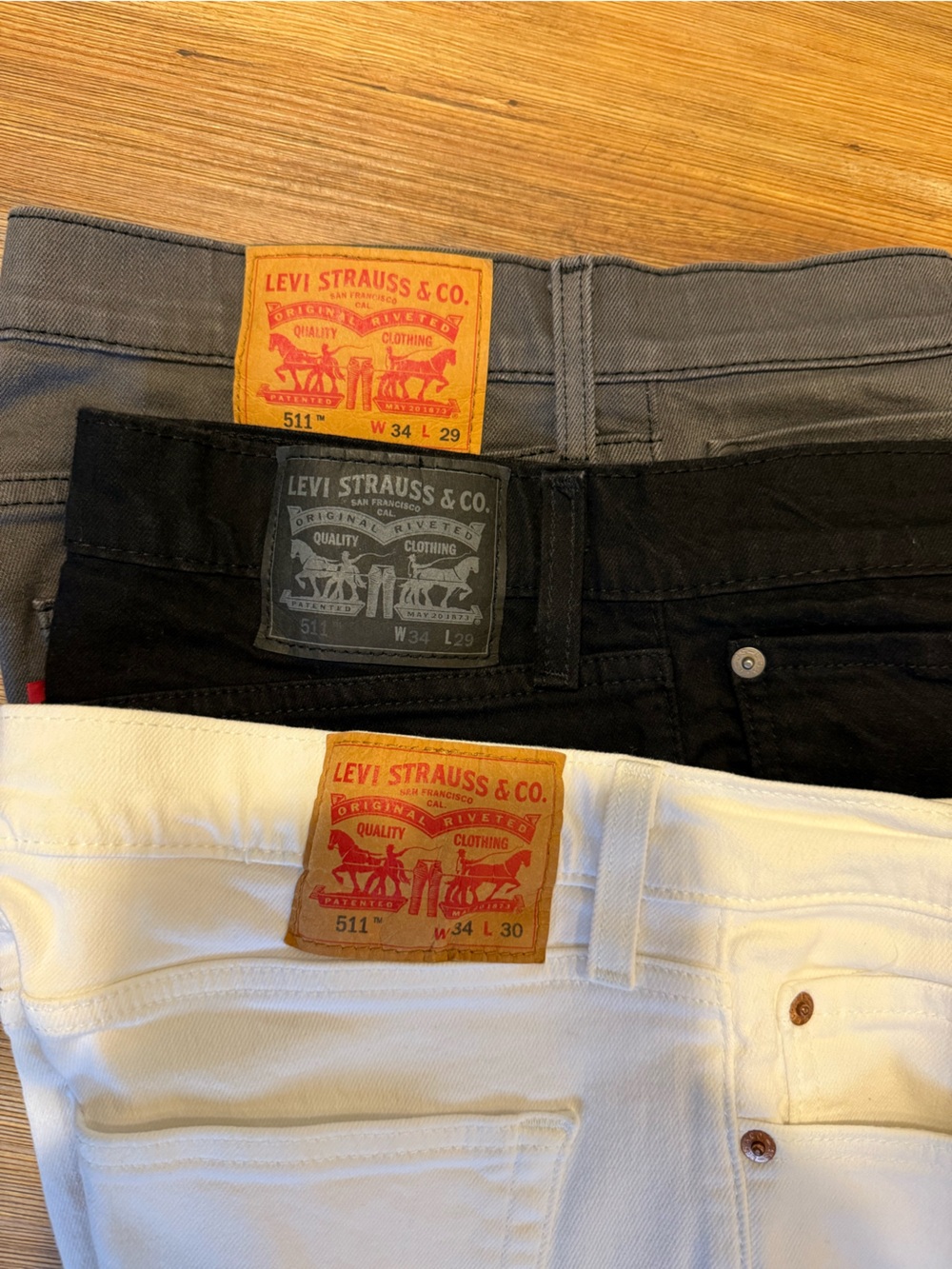 Levi's Men’s 511 Slim Straight Jeans Trio - Gray, Black, White